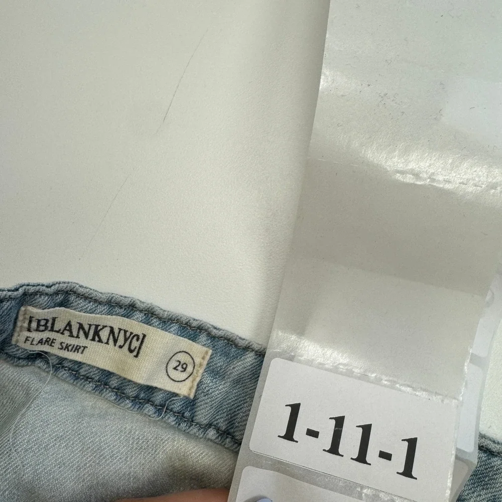 BLANKNYC Skirt Womens 29 Light Blue Flare Denim Linen Blend Button Front Midi - Picture 4 of 8